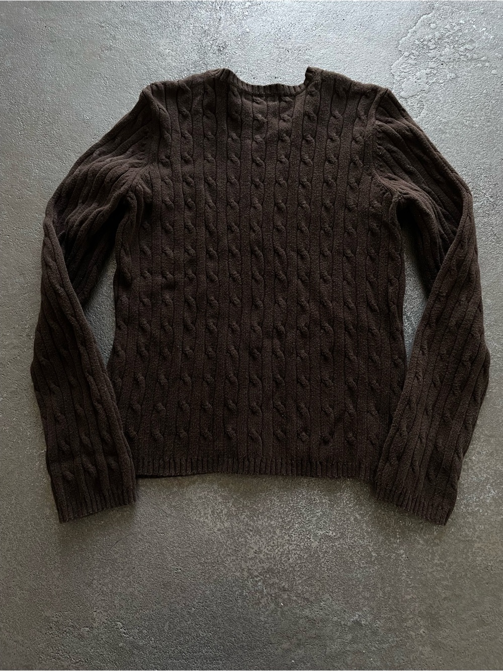 Vintage St. John's Bay Dark Chocolate Brown Cable Crewneck Sweater Cotton Blend - Picture 2 of 6